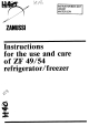 Zanussi ZF 49/54 Instruction Booklet