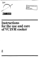 Zanussi VC19M Instructions For The Use And Care