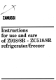 Zanussi Z918/8R Instructions For Use And Care Manual