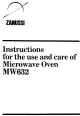 Zanussi MW632 Instructions For Use And Care Manual