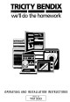 TRICITY BENDIX TM 330 Operating And Installation Instructions