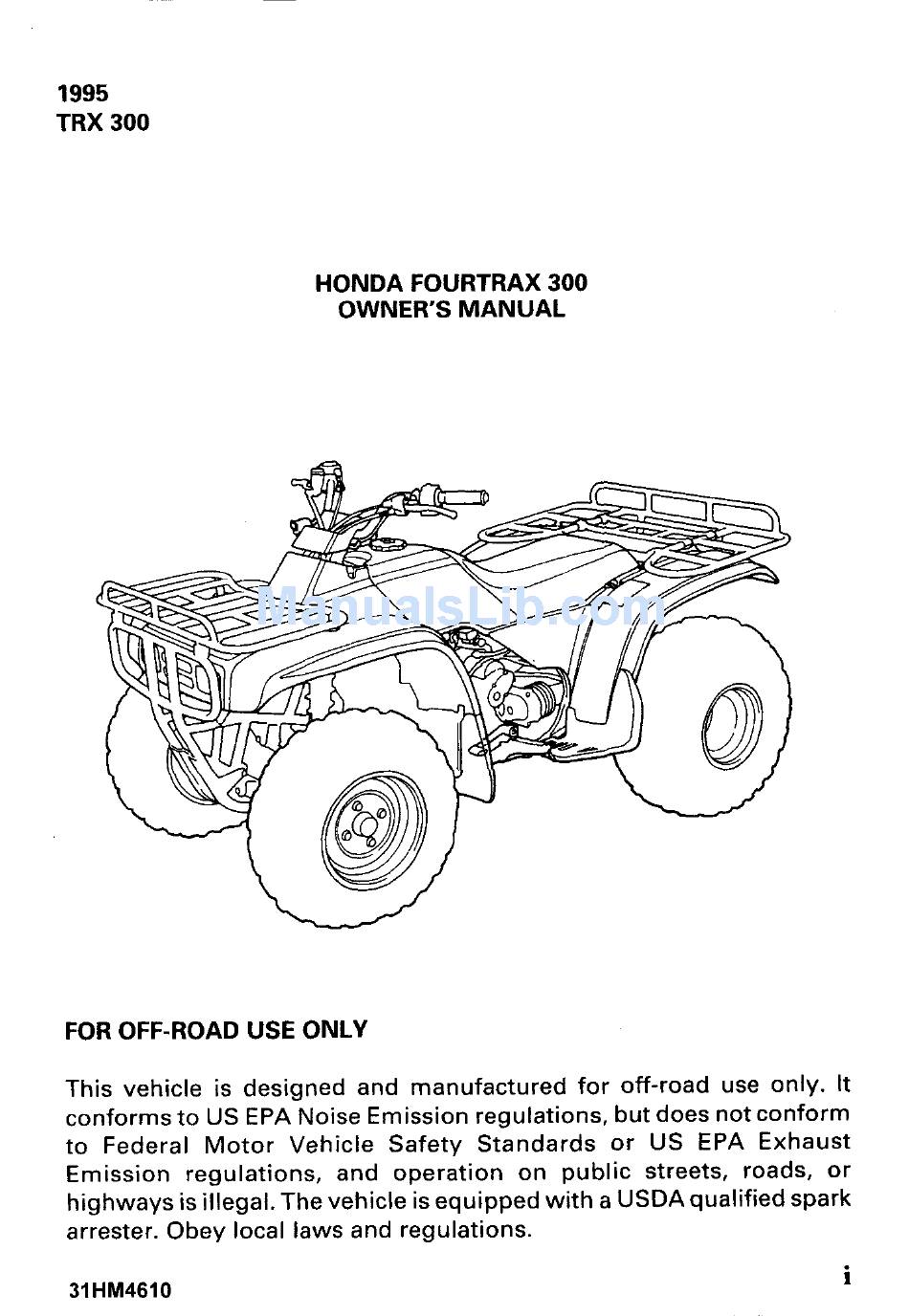 HONDA FOURTRAX 300 OWNER'S MANUAL Pdf Download | ManualsLib