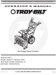 Troy-Bilt Snow Thrower Operator's Manual