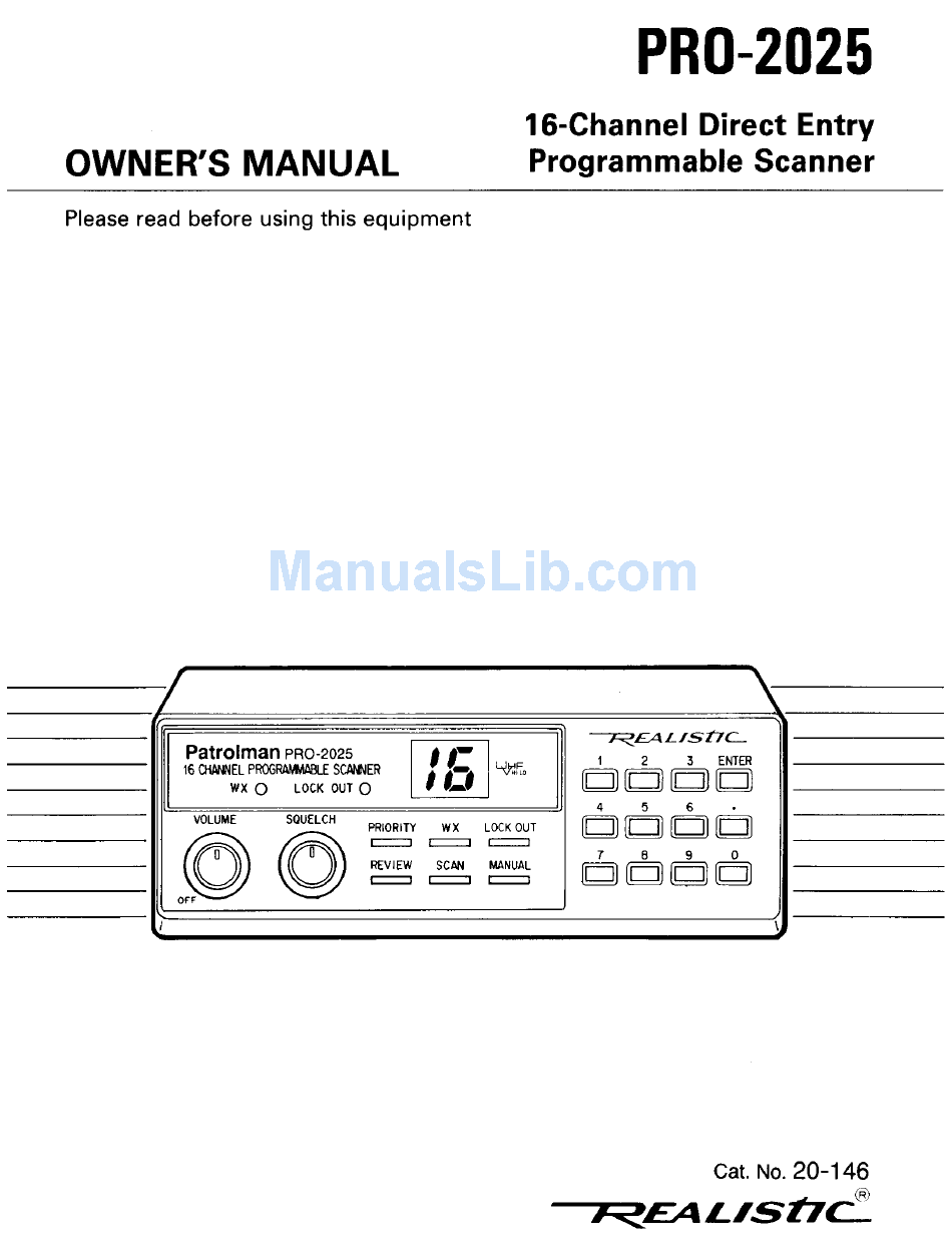 REALISTIC PRO2025 OWNER'S MANUAL Pdf Download ManualsLib