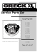 Oreck XL3600HH Service Parts List