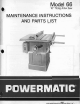 Powermatic 66 Maintenance Instructions And Parts List