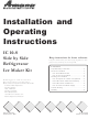 Amana IC 10-S Installation And Operating Instructions Manual