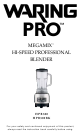Waring PRO MEGAMIX HPB300 Instruction Book