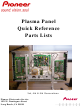 Pioneer PDP-433CMX Quick Reference Parts Lists