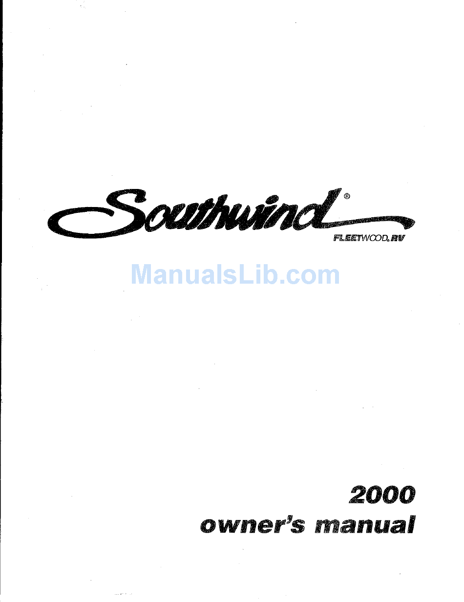 FLEETWOOD SOUTHWIND 2000 OWNER'S MANUAL Pdf Download ManualsLib