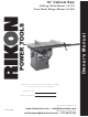 Rikon Power Tools 10-110 Owner's Manual