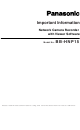 Panasonic BB-HNP15 Important Information Manual