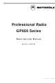 Motorola GP600 Series Basic Service Manual