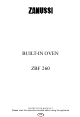 Zanussi ZBF 260 Instruction Booklet