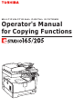 Toshiba e-studio 165 Operator's Manual For Copying Functions