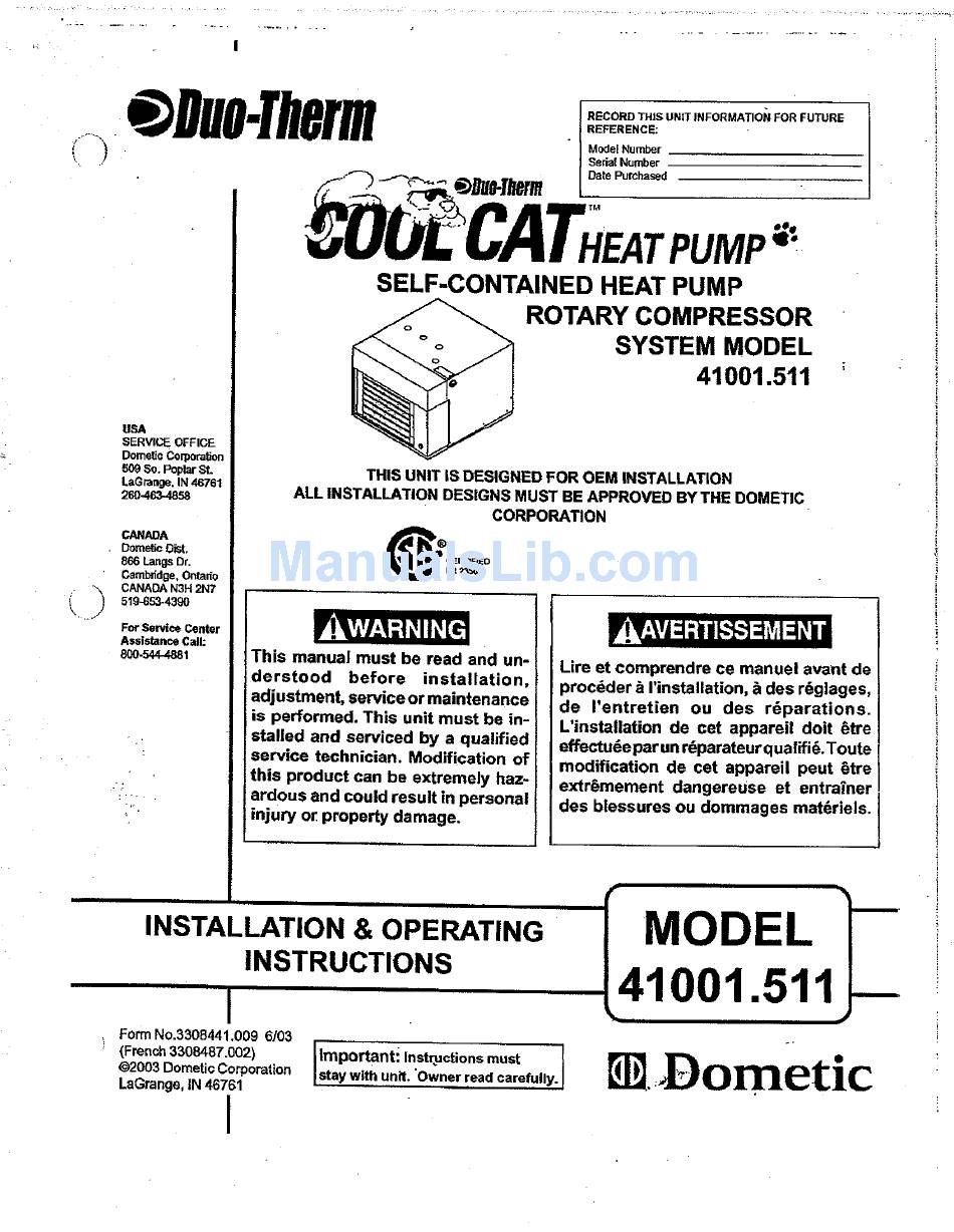 DUO THERM COOL  CAT  410001 511 MANUAL  Pdf Download ManualsLib