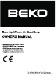 Beko Mono Split Room Air Conditioner Owner's Manual