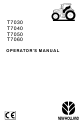 New Holland T7030 Operator's Manual
