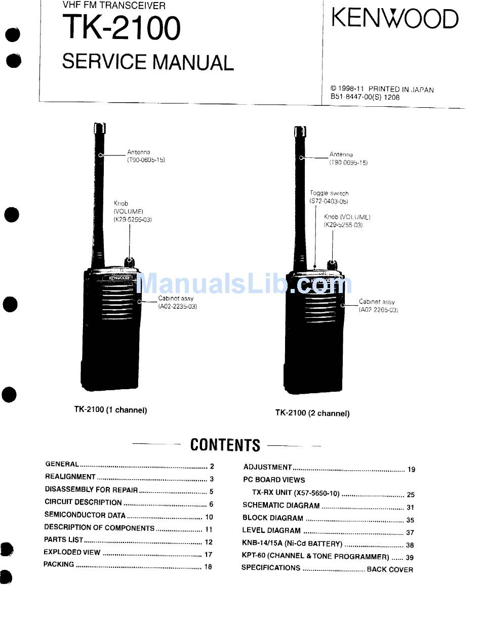 KENWOOD TK-2100 SERVICE MANUAL Pdf Download | ManualsLib