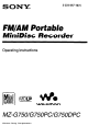 Sony WALKMAN MZ-G750PC Operating Instructions Manual