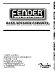 Fender Bass Speaker Cabnets Owner's Manual