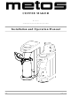 Metos M100, M102, MT100, MT100V Installation And Operation Manual