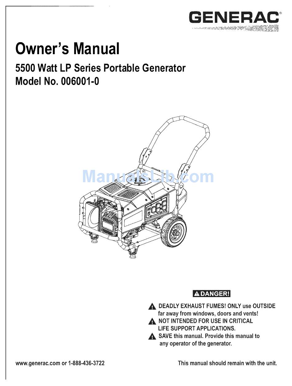 GENERAC POWER SYSTEMS LP 006001-0 OWNER'S MANUAL Pdf Download | ManualsLib