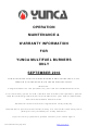 Yunca Gas Multifuel burner Operations, Maintenance & Warranty Information