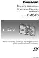 Panasonic Lumix DMC-F3 Operating Instructions Manual