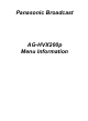 Panasonic AG-HVX200p Menu Information