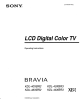 Sony Bravia KDL-40XBR2 Operating Instructions Manual