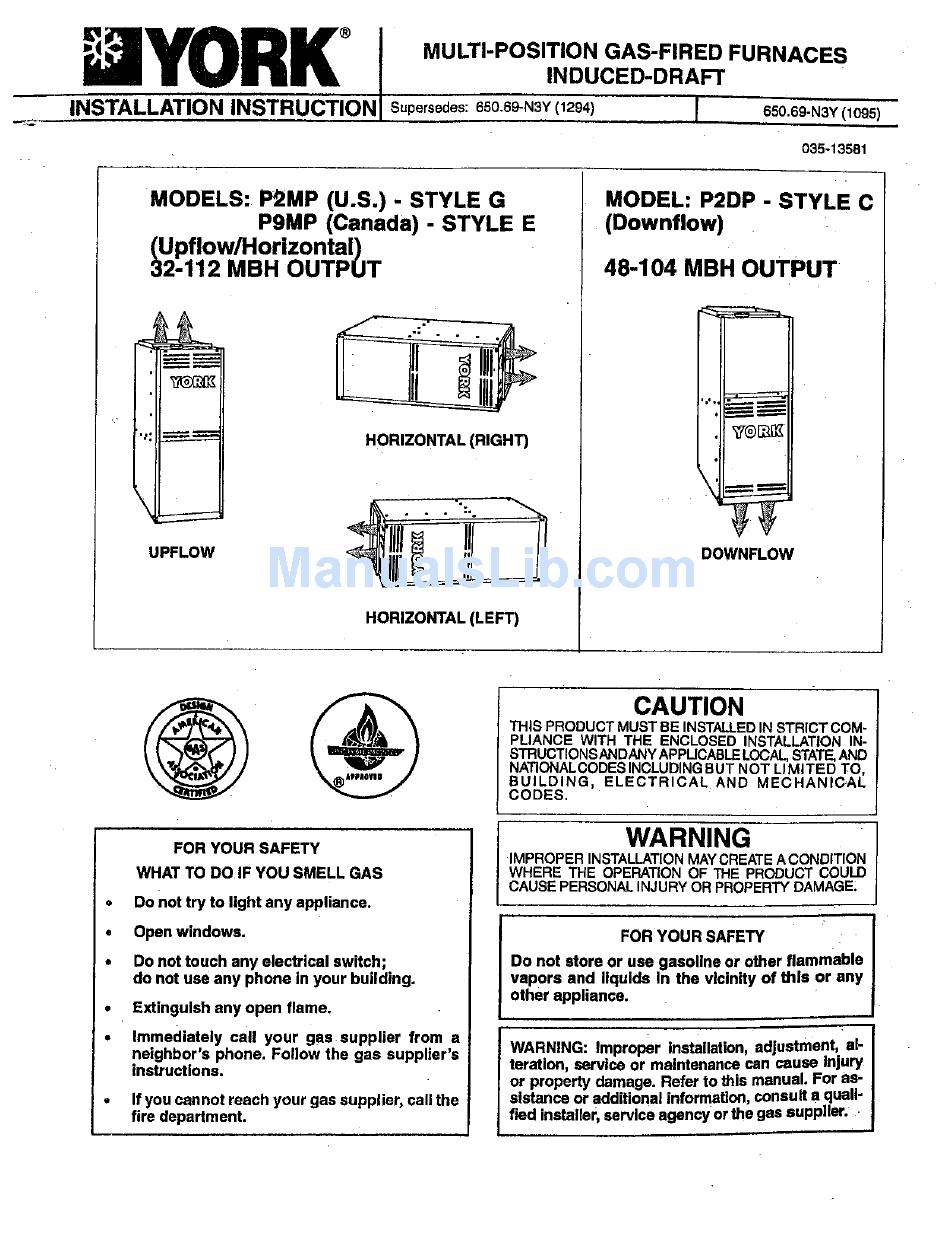 YORK P2MP SERIES INSTALLATION INSTRUCTIONS MANUAL Pdf Download | ManualsLib