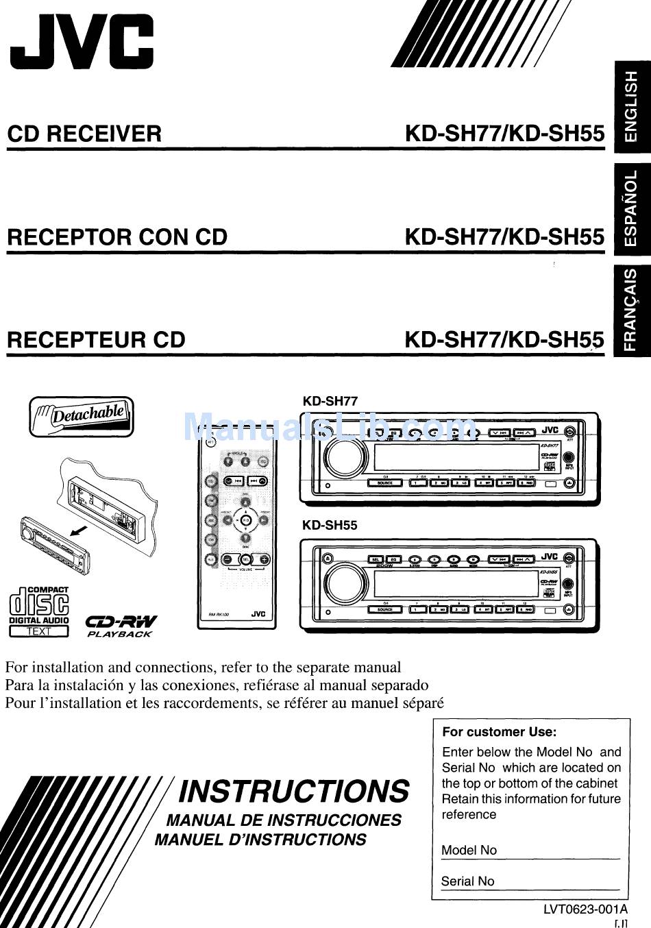 JVC KD-SH77 INSTRUCTIONS MANUAL Pdf Download | ManualsLib