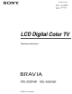 Sony KDL-32S2400 Bravia Operating Instructions Manual