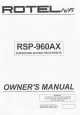 Rotel RSP-960AX Owner's Manual