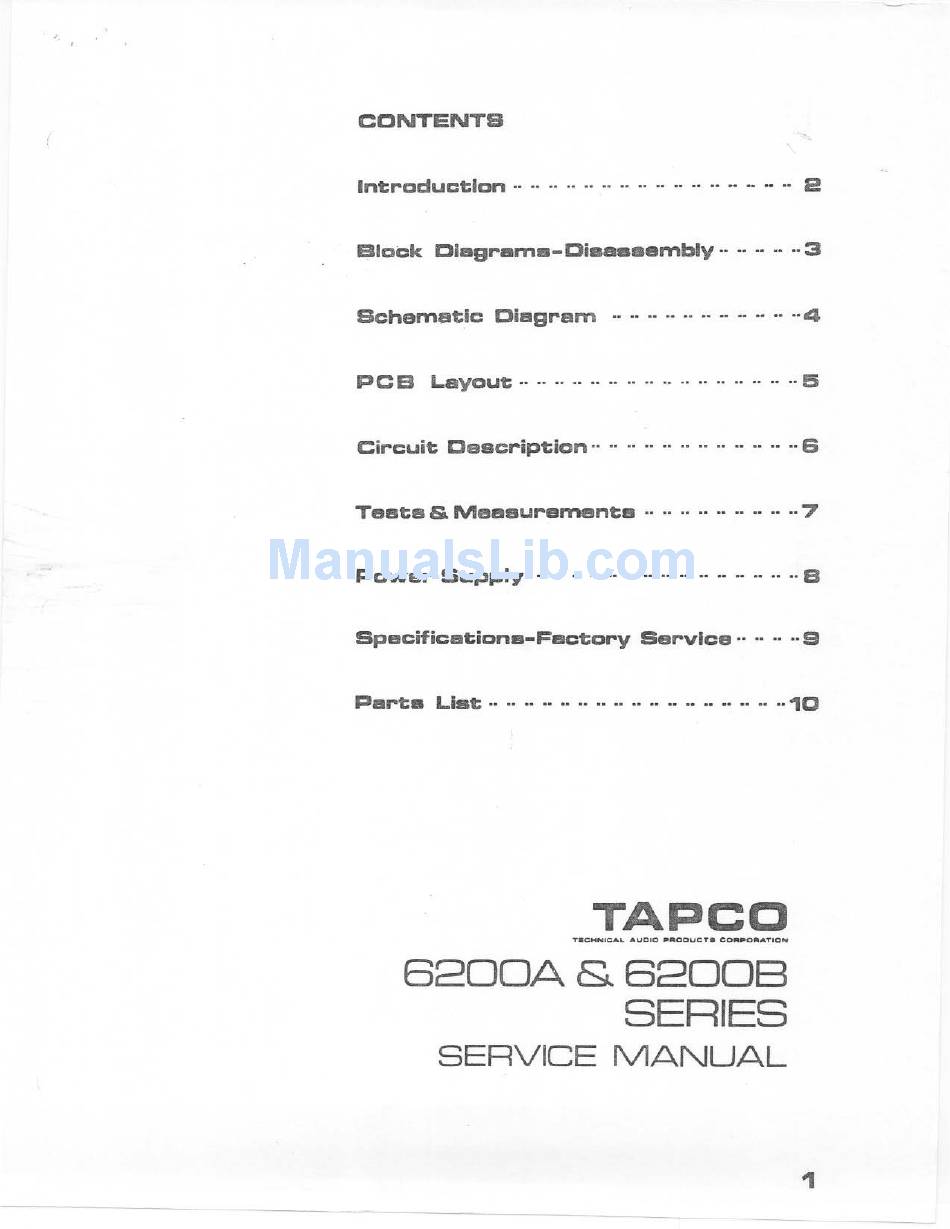TAPCO 6200A SERIES SERVICE MANUAL Pdf Download | ManualsLib
