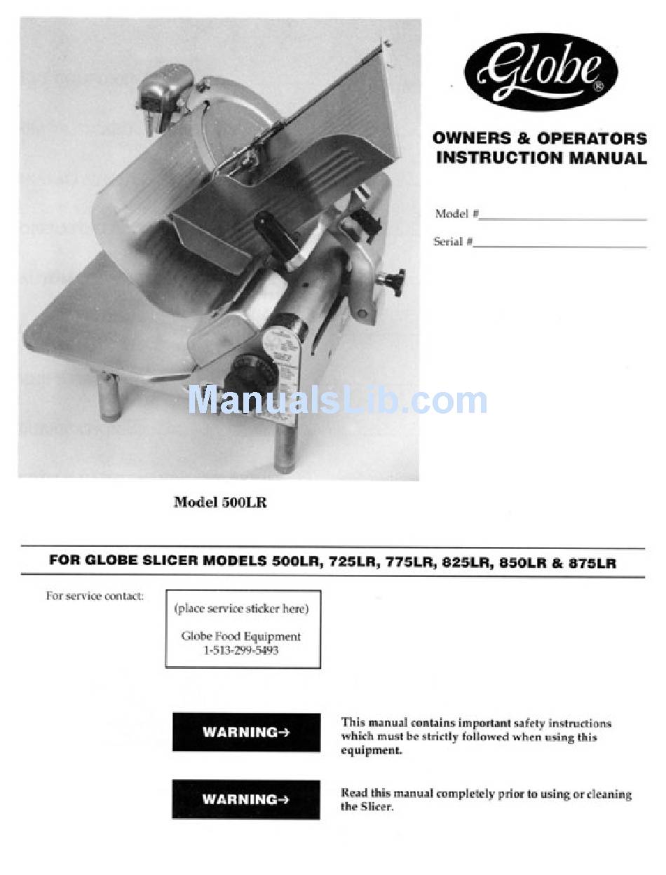 GLOBE 500LR OWNER'S MANUAL Pdf Download | ManualsLib