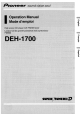 Pioneer DEH-1700 super tuner IIID Operation Manual