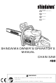 Shindaiwa 490 Original Instructions Manual