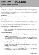 Tascam US-2400 Quick Start Manual