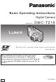 Panasonic DMC-TZ18 Lumix Basic Operating Instructions Manual