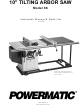 Powermatic 66 Instruction Manual & Parts List