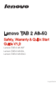 Lenovo 2 A8-50F Safety, Warranty & Quick Start Manual