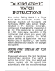 On Time 101006 Talking Atomic Watch Instructions Manual