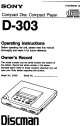 Sony D-303 Operating Instructions Manual