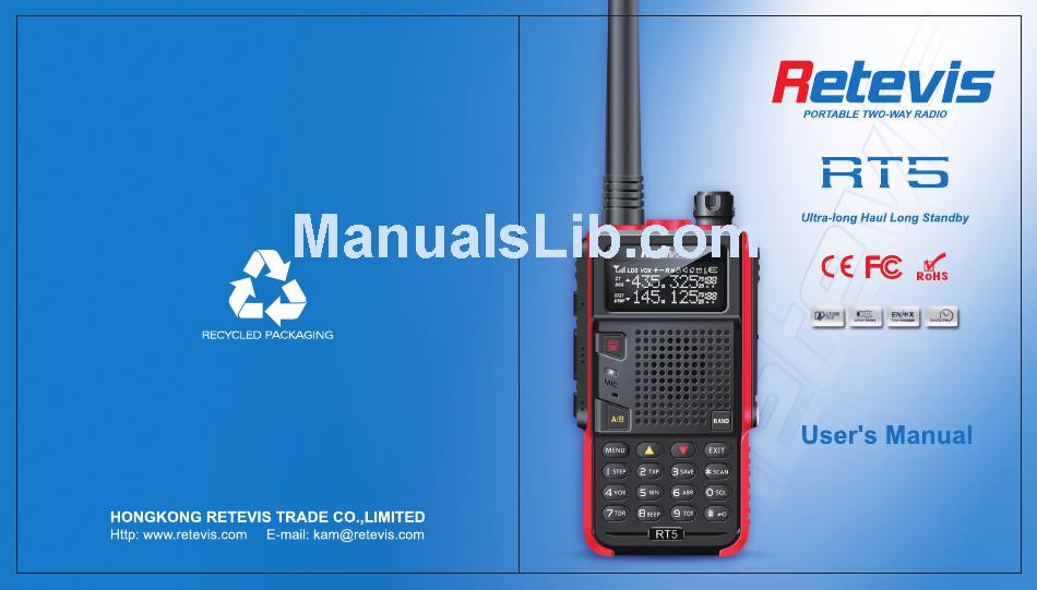 RETEVIS RT5 USER MANUAL Pdf Download | ManualsLib