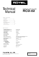 Rotel RCD-02 Technical Manual