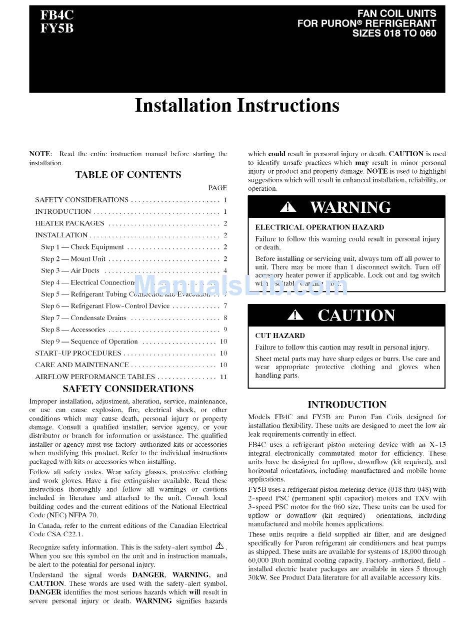 CARRIER FB4CNF024 INSTALLATION INSTRUCTIONS MANUAL Pdf Download