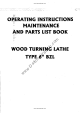 Wadkin BZL Operating Instructions Manual