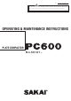 Sakai PC600 Operating & Maintenance Instructions